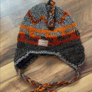 Kyber Kids' Knit Hat in Charcoal and Orange